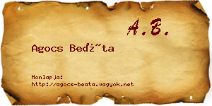 Agocs Beáta névjegykártya